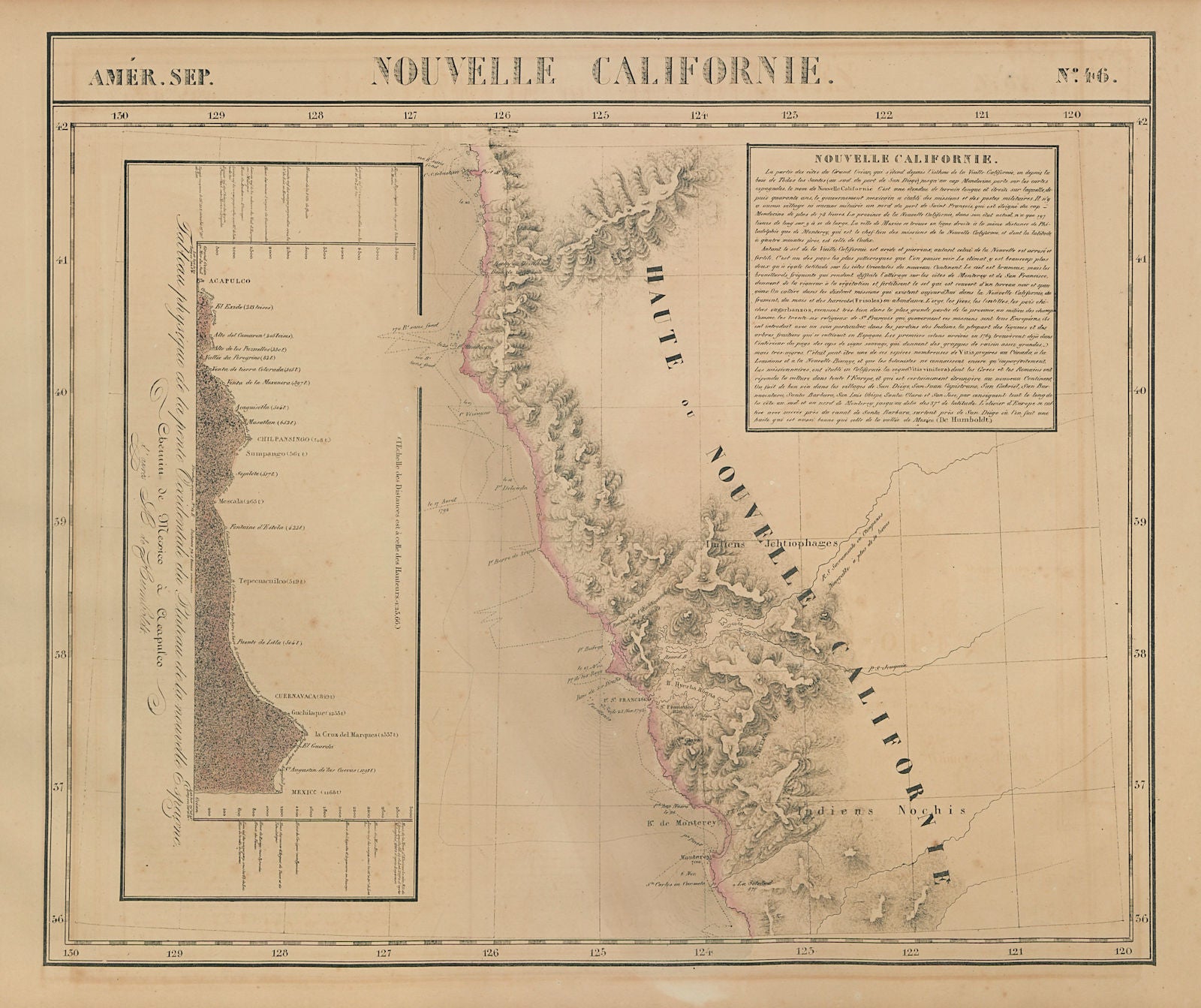 Amér. Sep. Nouvelle Californie #46. Northern California. VANDERMAELEN 1827 map
